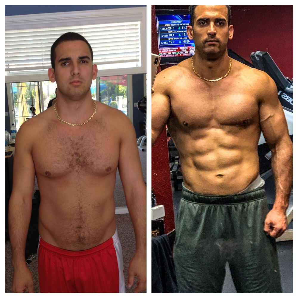 Before and after transformation of an Incinerate client: body recomposition